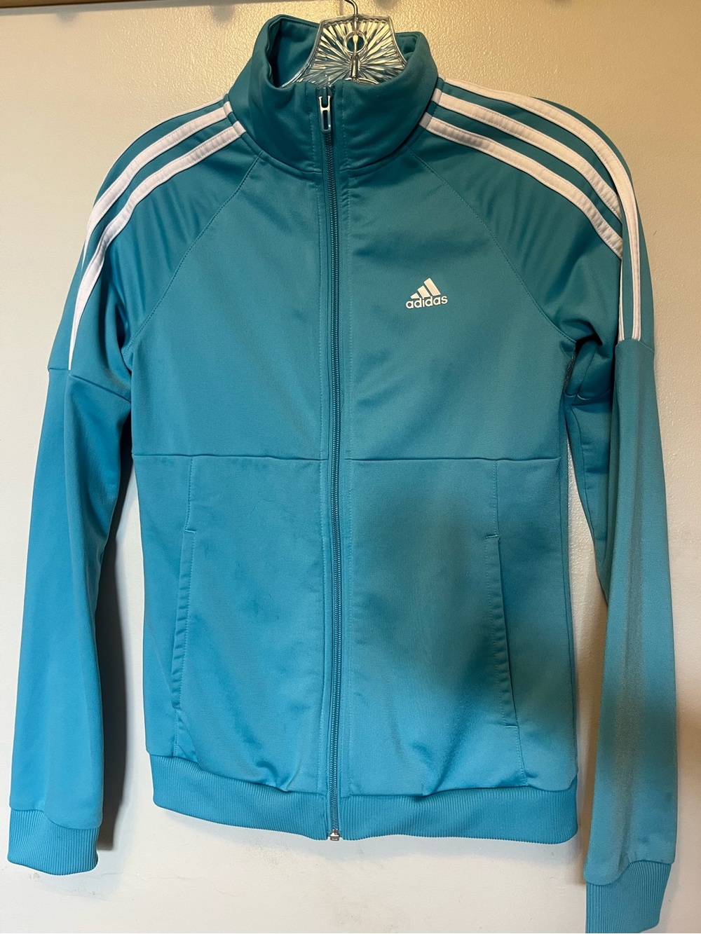 adidas Teal Track Jacket with Signature 3-Stripes